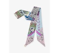 Bvlgari Womens Bvlgari Alchemist Shelley Printed Silk-Twill Scarf Light Blue 1 Size