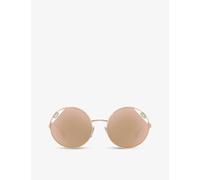Bvlgari Womens Gold Bv6159 54 Serpenti Round-frame Metal Sunglasses