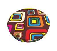 BVMPRS Colorful Squares Printed Round Bar Stool Cushions,Elasticity Chair Cushion Cover for Bar Stool Restaurant Office Height Table 12-14"