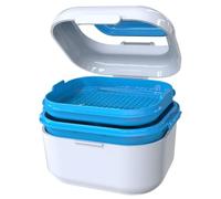 BVN Denture Bath Denture Case: Denture Cup for Soaking Dentures, Retainer Cleaner Case with Mirror, Mouth Guard Case, Aligner Case, Retainer Holder, Night Guard Case, False Teeth Container White