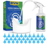 BVN Ear Wax Removal Tool Kit, Ear Irrigation Flushing System for Adults & Kids, Safe Ear Wax Cleaner with Wash Bottle, Ear Basin & 30 Soft Disposable Tips