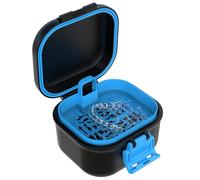 BVN Leak-Proof Denture Case, Denture Cup for Soaking Dentures, Retainer Cleaning Case (Black+Blue).