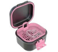 BVN Leak-Proof Denture Case, Denture Cup for Soaking Dentures, Retainer Cleaning Case (Black+Pink).