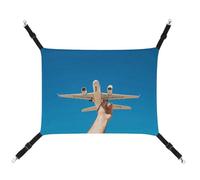 BVNMT Blue Skies White Airplanes Printed Canvas Pet Hammock - Breathable & Foldable for Cats, Dogs & Small Pets - Ideal for Home, Travel & Pet Hospital - 16.9 X 13 X 7.9in