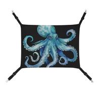 BVNMT Blue Watercolor Octopus Printed Canvas Pet Hammock - Breathable & Foldable for Cats, Dogs & Small Pets - Ideal for Home, Travel & Pet Hospital - 16.9 X 13 X 7.9in