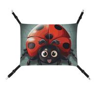BVNMT Cartoon Ladybug Printed Canvas Pet Hammock - Breathable & Foldable for Cats, Dogs & Small Pets - Ideal for Home, Travel & Pet Hospital - 16.9 X 13 X 7.9in