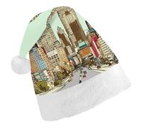 BVNMT Festive Adult Christmas Hat (17.1"x11.7") - Polyester Delight for The Holidays Austin Texas Printed Santa Hat Christmas Hats Xmas Party Hat For Adult Women Men