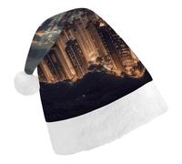 BVNMT Festive Adult Christmas Hat (17.1"x11.7") - Polyester Delight for The Holidays Hong Kong Printed Santa Hat Christmas Hats Xmas Party Hat For Adult Women Men