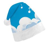 BVNMT Festive Adult Christmas Hat (17.1"x11.7") - Polyester Delight for The Holidays Music Note Printed Santa Hat Christmas Hats Xmas Party Hat For Adult Women Men