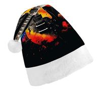 BVNMT Festive Adult Christmas Hat (17.1"x11.7") - Polyester Delight for The Holidays Rock Music Printed Santa Hat Christmas Hats Xmas Party Hat For Adult Women Men