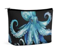 BVNMT Makeup Bag Portable Cosmetic Bag Large Capacity Travel Makeup Bag Storage Bag Adorable Horse Printed Toiletry Bag Suitable for Women And Girls, Blue Watercolor Octopus, One Size