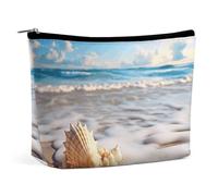 BVNMT Makeup Bag Portable Cosmetic Bag Large Capacity Travel Makeup Bag Storage Bag Animal Red Panda Printed Toiletry Bag Suitable for Women And Girls, Beach With Shells, One Size