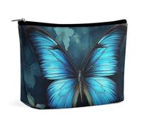 BVNMT Makeup Bag Portable Cosmetic Bag Large Capacity Travel Makeup Bag Storage Bag Astronaut Landing on The Moon Printed Toiletry Bag Suitable for Women And Girls, Blue Butterfly Pattern, One Size