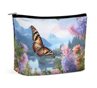 BVNMT Makeup Bag Portable Cosmetic Bag Large Capacity Travel Makeup Bag Storage Bag Blue Ocean Dolphin Printed Toiletry Bag Suitable for Women And Girls, Butterfly Garden, One Size