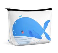 BVNMT Makeup Bag Portable Cosmetic Bag Large Capacity Travel Makeup Bag Storage Bag Blue Skies White Airplanes Printed Toiletry Bag Suitable for Women And Girls, Blue Whale Heart Pattern, One Size