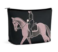 BVNMT Makeup Bag Portable Cosmetic Bag Large Capacity Travel Makeup Bag Storage Bag Cheetah Printed Toiletry Bag Suitable for Women And Girls, Dressage Dressage Rider Horse, One Size