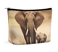 BVNMT Makeup Bag Portable Cosmetic Bag Large Capacity Travel Makeup Bag Storage Bag Crocodile Holding Gun Printed Toiletry Bag Suitable for Women And Girls, Elephant and baby elephant, One Size