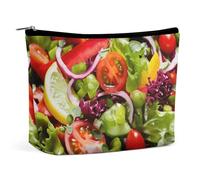 BVNMT Makeup Bag Portable Cosmetic Bag Large Capacity Travel Makeup Bag Storage Bag Crocodile Holding Gun Printed Toiletry Bag Suitable for Women And Girls, Colorful Various Salad, One Size