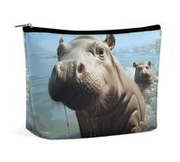 BVNMT Makeup Bag Portable Cosmetic Bag Large Capacity Travel Makeup Bag Storage Bag Cute Baby Hippos Printed Toiletry Bag Suitable for Women And Girls, Cute Baby Hippos, One Size