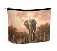 BVNMT Makeup Bag Portable Cosmetic Bag Large Capacity Travel Makeup Bag Storage Bag Daisy Flower Printed Toiletry Bag Suitable for Women And Girls, elephant on a bridge, One Size