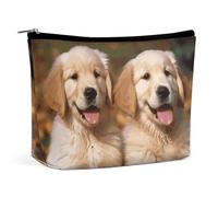 BVNMT Makeup Bag Portable Cosmetic Bag Large Capacity Travel Makeup Bag Storage Bag Daisy Flower Printed Toiletry Bag Suitable for Women And Girls, Golden Retriever dogs puppies pets, One Size