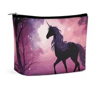BVNMT Makeup Bag Portable Cosmetic Bag Large Capacity Travel Makeup Bag Storage Bag Donuts Printed Toiletry Bag Suitable for Women And Girls, Fantasy Purple horse, One Size