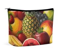BVNMT Makeup Bag Portable Cosmetic Bag Large Capacity Travel Makeup Bag Storage Bag Donuts Printed Toiletry Bag Suitable for Women And Girls, Fresh Juicy Fruits, One Size