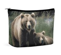 BVNMT Makeup Bag Portable Cosmetic Bag Large Capacity Travel Makeup Bag Storage Bag Eiffel Tower with Rose Printed Toiletry Bag Suitable for Women And Girls, A mother and a cub bears, One Size