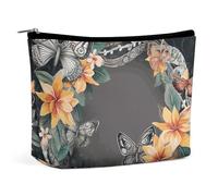 BVNMT Makeup Bag Portable Cosmetic Bag Large Capacity Travel Makeup Bag Storage Bag Eiffel Tower with Rose Printed Toiletry Bag Suitable for Women And Girls, Butterflies and garland images, One Size