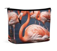 BVNMT Makeup Bag Portable Cosmetic Bag Large Capacity Travel Makeup Bag Storage Bag Eiffel Tower with Rose Printed Toiletry Bag Suitable for Women And Girls, Flamingo, One Size