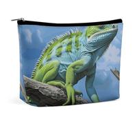 BVNMT Makeup Bag Portable Cosmetic Bag Large Capacity Travel Makeup Bag Storage Bag Funny for Kangaroo Zoo Printed Toiletry Bag Suitable for Women And Girls, Green Lizard, One Size