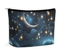 BVNMT Makeup Bag Portable Cosmetic Bag Large Capacity Travel Makeup Bag Storage Bag Gold Blue White Printed Toiletry Bag Suitable for Women And Girls, Nightsky Hanging Moon Stars, One Size