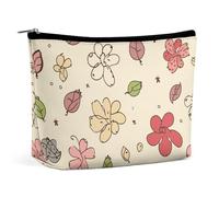 BVNMT Makeup Bag Portable Cosmetic Bag Large Capacity Travel Makeup Bag Storage Bag Hong Kong Printed Toiletry Bag Suitable for Women And Girls, Lovely flower patterns, One Size