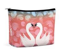 BVNMT Makeup Bag Portable Cosmetic Bag Large Capacity Travel Makeup Bag Storage Bag Hong Kong Printed Toiletry Bag Suitable for Women And Girls, Love swan and heart shape, One Size