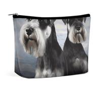BVNMT Makeup Bag Portable Cosmetic Bag Large Capacity Travel Makeup Bag Storage Bag Kiss Dolphin Tale Printed Toiletry Bag Suitable for Women And Girls, Animal schnauzer dog, One Size