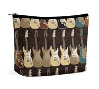 BVNMT Makeup Bag Portable Cosmetic Bag Large Capacity Travel Makeup Bag Storage Bag Kiss Dolphin Tale Printed Toiletry Bag Suitable for Women And Girls, Art Guitar Pattern, One Size