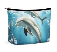 BVNMT Makeup Bag Portable Cosmetic Bag Large Capacity Travel Makeup Bag Storage Bag Kiss Dolphin Tale Printed Toiletry Bag Suitable for Women And Girls, Kiss Dolphin Tale, One Size