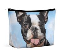 BVNMT Makeup Bag Portable Cosmetic Bag Large Capacity Travel Makeup Bag Storage Bag Lamb And Sheep Printed Toiletry Bag Suitable for Women And Girls, Lovely Boston Terrier, One Size