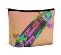 BVNMT Makeup Bag Portable Cosmetic Bag Large Capacity Travel Makeup Bag Storage Bag Lanterns Hanging from Trees Printed Toiletry Bag Suitable for Women And Girls, 3D Colorful Skateboarding, One Size