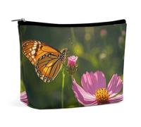 BVNMT Makeup Bag Portable Cosmetic Bag Large Capacity Travel Makeup Bag Storage Bag Lanterns Hanging from Trees Printed Toiletry Bag Suitable for Women And Girls, Flowers and Butterflies, One Size