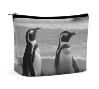 BVNMT Makeup Bag Portable Cosmetic Bag Large Capacity Travel Makeup Bag Storage Bag Light Gray Squirrel Printed Toiletry Bag Suitable for Women And Girls, Penguin Standing on the Beach, One Size