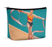 BVNMT Makeup Bag Portable Cosmetic Bag Large Capacity Travel Makeup Bag Storage Bag Nautical White Anchor Pattern Printed Toiletry Bag Suitable for Women And Girls, Pommel Horse Ribbon Athletes