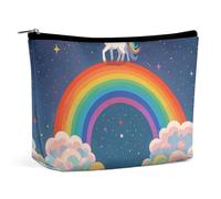 BVNMT Makeup Bag Portable Cosmetic Bag Large Capacity Travel Makeup Bag Storage Bag Nautical White Anchor Pattern Printed Toiletry Bag Suitable for Women And Girls, Rainbow, Galaxy, horse, One Size