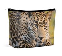 BVNMT Makeup Bag Portable Cosmetic Bag Large Capacity Travel Makeup Bag Storage Bag Paint Drops Splattered on A White Background Printed Toiletry Bag Suitable for Women And Girls, African leopard, One