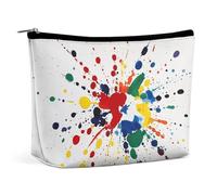 BVNMT Makeup Bag Portable Cosmetic Bag Large Capacity Travel Makeup Bag Storage Bag Paint Drops Splattered on A White Background Printed Toiletry Bag Suitable for Women And Girls, paint drops