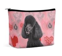 BVNMT Makeup Bag Portable Cosmetic Bag Large Capacity Travel Makeup Bag Storage Bag Peacock Flowers Printed Toiletry Bag Suitable for Women And Girls, Pink Poodles Dogs, One Size