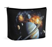 BVNMT Makeup Bag Portable Cosmetic Bag Large Capacity Travel Makeup Bag Storage Bag Pirate Skull Printed Toiletry Bag Suitable for Women And Girls, Planet Jupiter, One Size