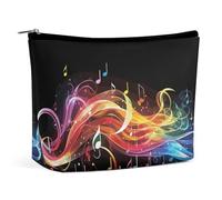 BVNMT Makeup Bag Portable Cosmetic Bag Large Capacity Travel Makeup Bag Storage Bag Poodle Printed Toiletry Bag Suitable for Women And Girls, Rainbow Musical Note Melody, One Size