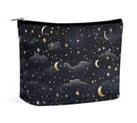 BVNMT Makeup Bag Portable Cosmetic Bag Large Capacity Travel Makeup Bag Storage Bag Purple Owl Printed Toiletry Bag Suitable for Women And Girls, Stars and moon on dark background, One Size