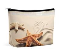 BVNMT Makeup Bag Portable Cosmetic Bag Large Capacity Travel Makeup Bag Storage Bag Raccoon in The Fall Tree Hole Printed Toiletry Bag Suitable for Women And Girls, Starfish on The Sand Beach